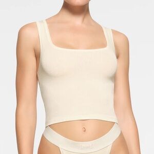 SKIMS Cotton Rib Tank - Bone (XXS)